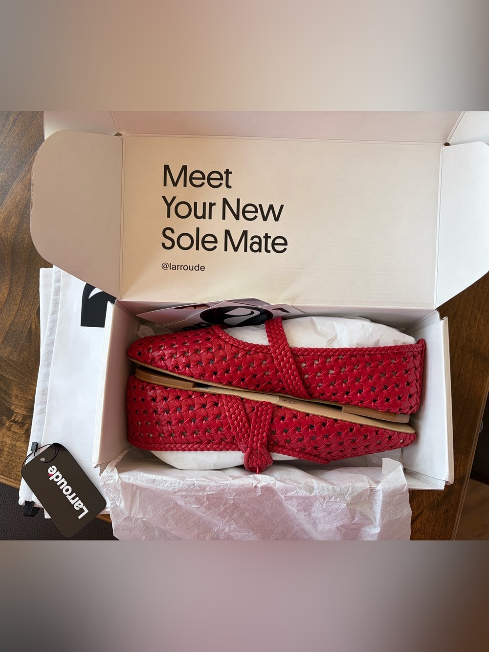 Larroude Scarlet Verona Macrame Ballet Flat